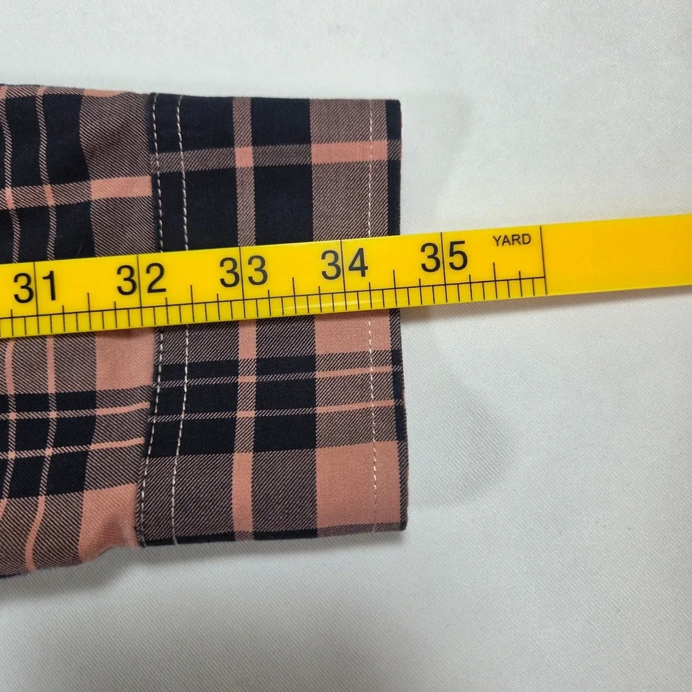 The North Face Mens XL Plaid Button Down Shirt Navy Peach Long Sleeve